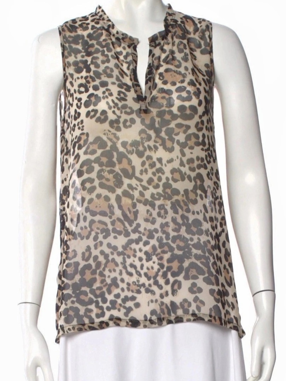 L'AGENCE sheer leopard-print sleeveless V-neck blouse size 2 mob wife